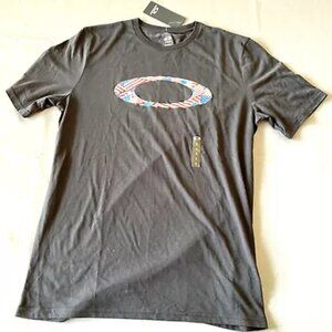 Mens Oakley Ellipse USA Black Pattern Tee Size L NEW